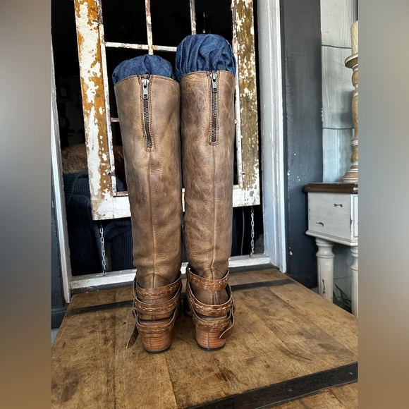 FREEBIRD by Steven FB-Canon Tan Leather Knee-High Boots Size 8 Custom Shoe Tree - Picture 7 of 14